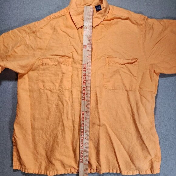 Gap Short Sleeve Button Shirt Orange Linen Blend‎ Medium - Picture 3 of 5